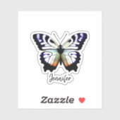 Waterverf vlinder monogram naam gesneden sticker (Vel)