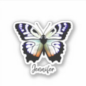 Waterverf vlinder monogram naam gesneden sticker (Voorkant)