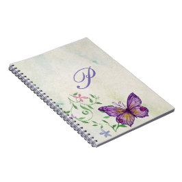 Waterverf Vlinder Monogrammed Notitieboek