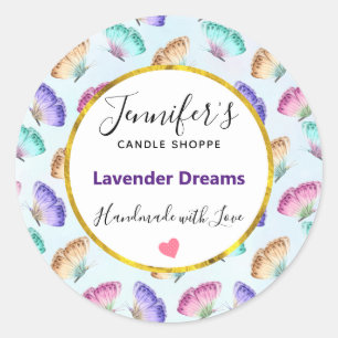 Waterverf vlinder patroonzeep / kaars Ronde Sticker