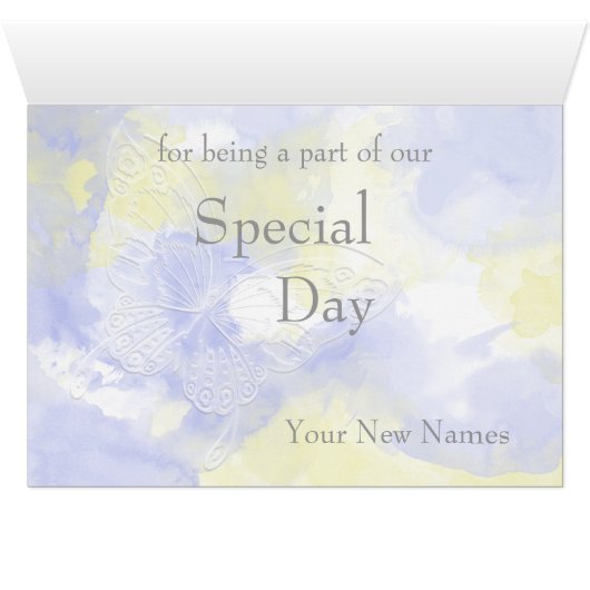 Waterverf vlinder Periwinkle limonade Dank u (Binenzijde Horizontaal (Onderkant))