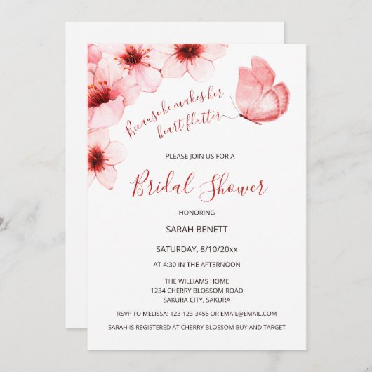 Waterverf vlinder | QR-code Vrijgezellenfeest Kaart (Voorkant / Achterkant)