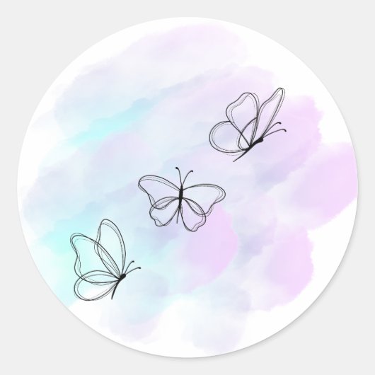 Waterverf vlinder ronde sticker (Voorkant)