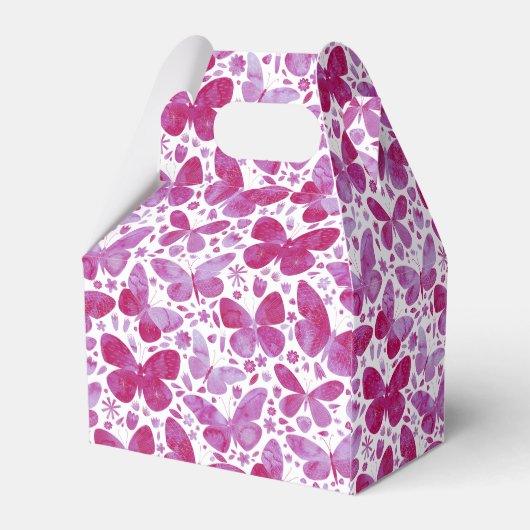 Waterverf vlinder roze bedankdoosjes (Achterkant)