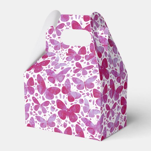 Waterverf vlinder roze bedankdoosjes (Voorkant Zijde)