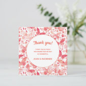 Waterverf vlinder roze bedankkaart (Staand voorkant)