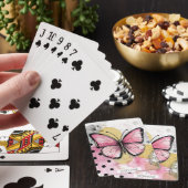 Waterverf Vlinder Roze Boho Natuur Kunst Pokerkaarten (Insitu)