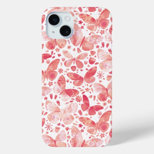 Waterverf vlinder roze Case-Mate iPhone case (Achterkant)