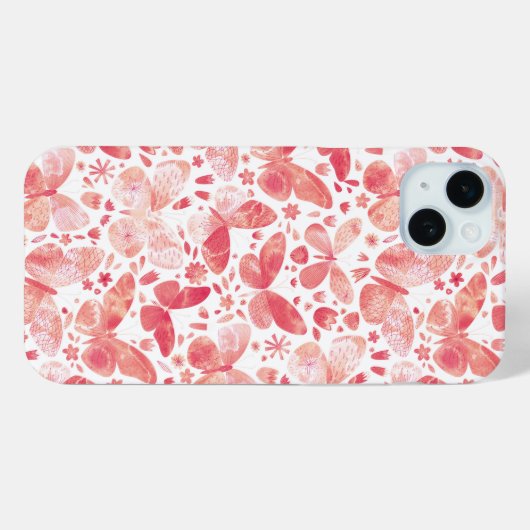 Waterverf vlinder roze Case-Mate iPhone case (Achterkant (horizontaal))