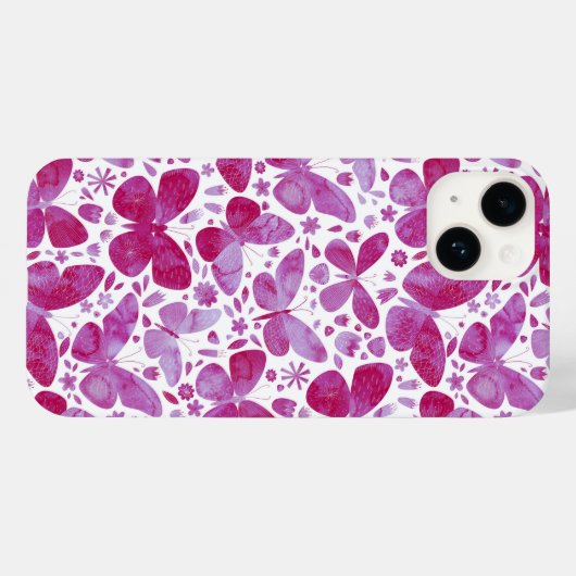 Waterverf vlinder roze Case-Mate iPhone case (Achterkant (horizontaal))