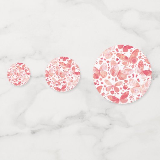 Waterverf vlinder roze confetti (Voorkanten)