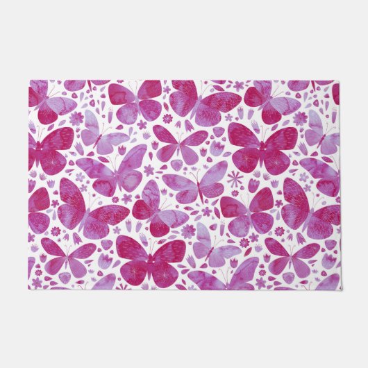 Waterverf vlinder roze deurmat (Voorkant)