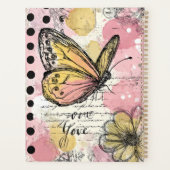 Waterverf Vlinder Roze Goud Boho Natuur Kunst (2) Planner (Achterkant)