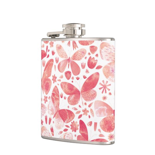 Waterverf vlinder roze heupfles (Links)