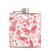 Waterverf vlinder roze heupfles (Voorkant)