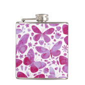 Waterverf vlinder roze heupfles (Voorkant)