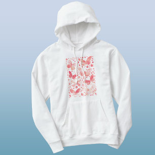 Waterverf vlinder roze hoodie