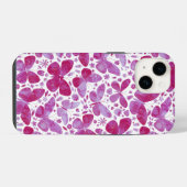 Waterverf vlinder roze iPhone hoesje (Achterkant horizontaal)