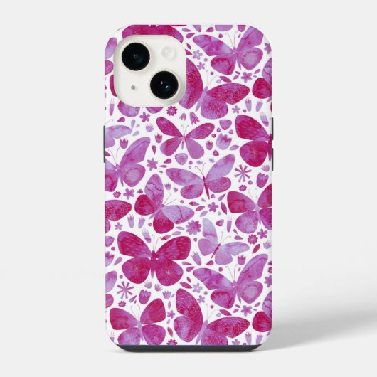 Waterverf vlinder roze iPhone hoesje (Achterkant)