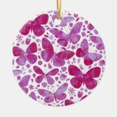 Waterverf vlinder roze keramisch ornament (Voorkant)
