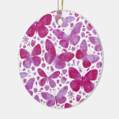Waterverf vlinder roze keramisch ornament (Links)