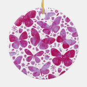 Waterverf vlinder roze keramisch ornament (Achterkant)