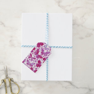 Waterverf vlinder Roze Labels met cadeaus Cadeaulabel