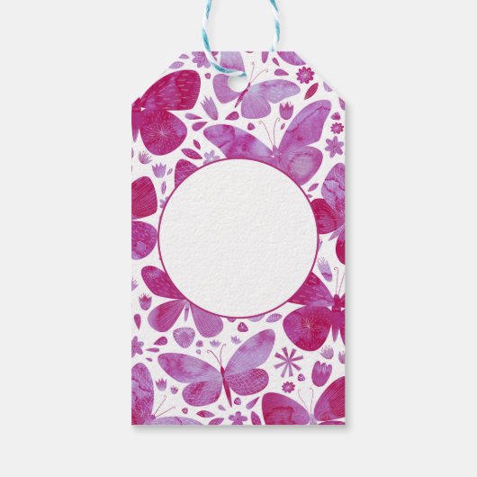 Waterverf vlinder Roze Labels met cadeaus Cadeaulabel (Achterkant)