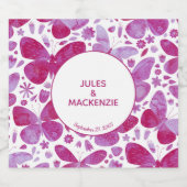 Waterverf vlinder roze likeurfles etiket (Enkel label)