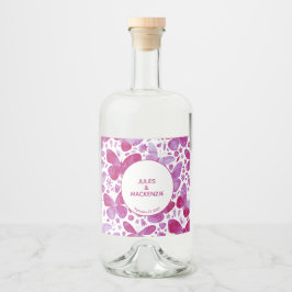 Waterverf vlinder roze likeurfles etiket