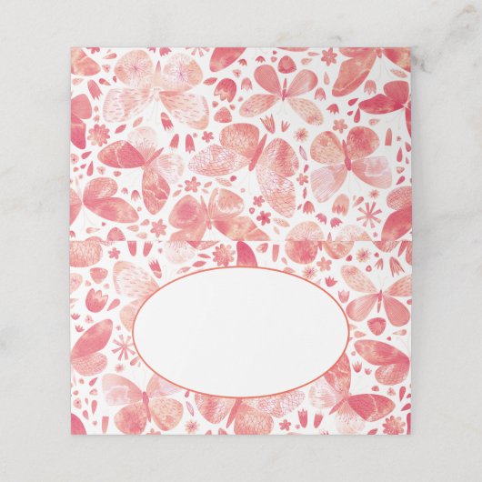 Waterverf vlinder roze plaatskaartje (Buitenkant ongevouwen)