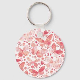 Waterverf vlinder roze sleutelhanger