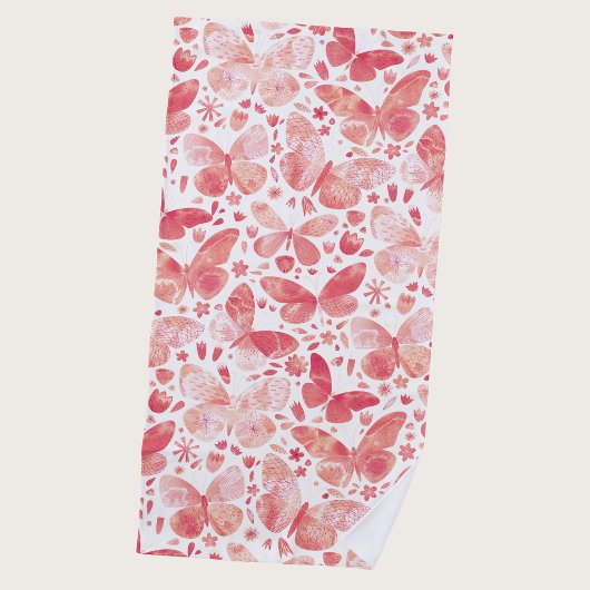 Waterverf Vlinder Roze Strandlaken