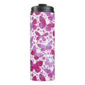 Waterverf vlinder roze thermosbeker (Voorkant)