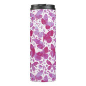 Waterverf vlinder roze thermosbeker (Achterkant)