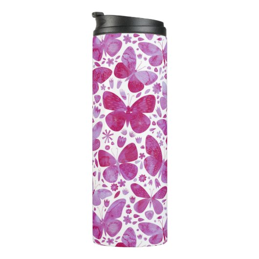 Waterverf vlinder roze thermosbeker (Geroteerd rechts)