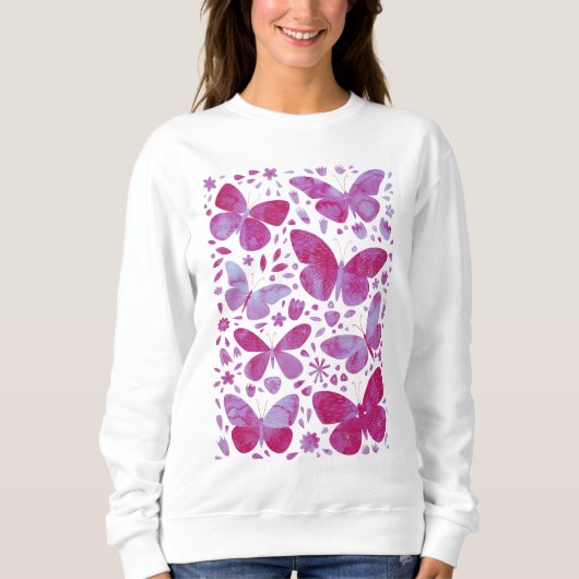 Waterverf vlinder roze trui (Voorkant)
