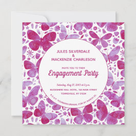 Waterverf vlinder Roze Verloving Kaart
