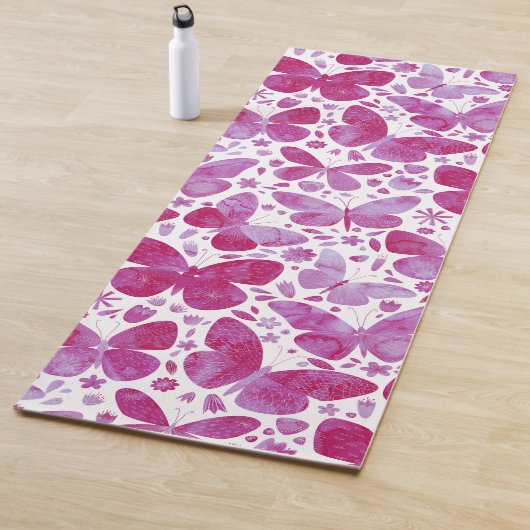Waterverf vlinder roze yogamat (In situ)