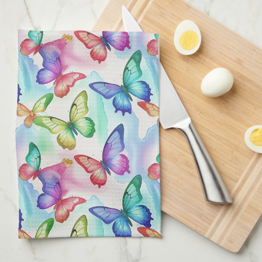 Waterverf Vlinder Theedoek (Quarter Fold)