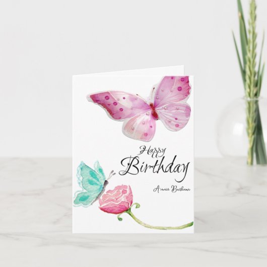 Waterverf Vlinder Verjaardag Kaart (Voorkant)