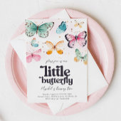 Waterverf vlinder verjaardagsuitnodiging kaart