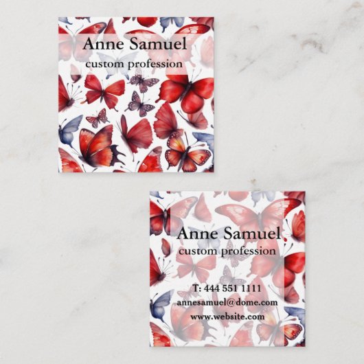 Waterverf vlinder vierkante visitekaartje (Voorkant / Achterkant)