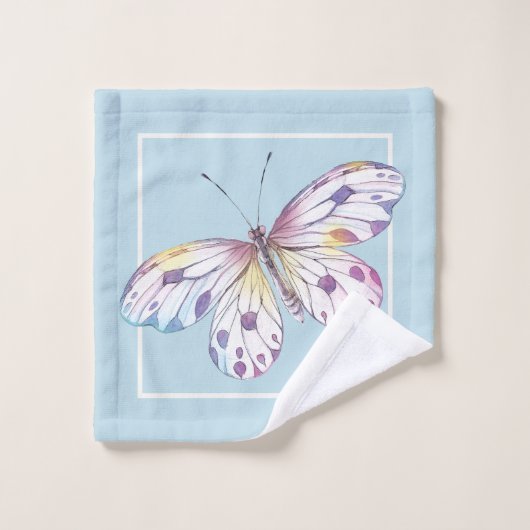 Waterverf vlinderblauw patroonhanddoek bad handdoek (Wasdoekje)