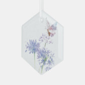 Waterverf vlinderblauw tuinventiel glas ornament (Voorkant links)