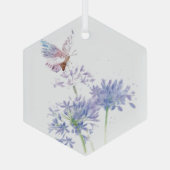 Waterverf vlinderblauw tuinventiel glas ornament (Achterkant)