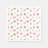 Waterverf Vlinderbloem Roze Wit Baby shower Servet (Voorkant)