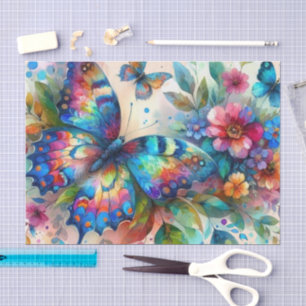 Waterverf Vlinderbloembloemen Decoupage Tissuepapier
