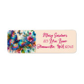 Waterverf Vlinderbloemen Retouradres Etiket (Voorkant)