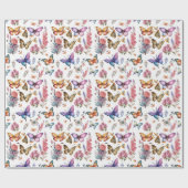 Waterverf vlinderbloemenpatroon Cadeaupapier (Vlak)